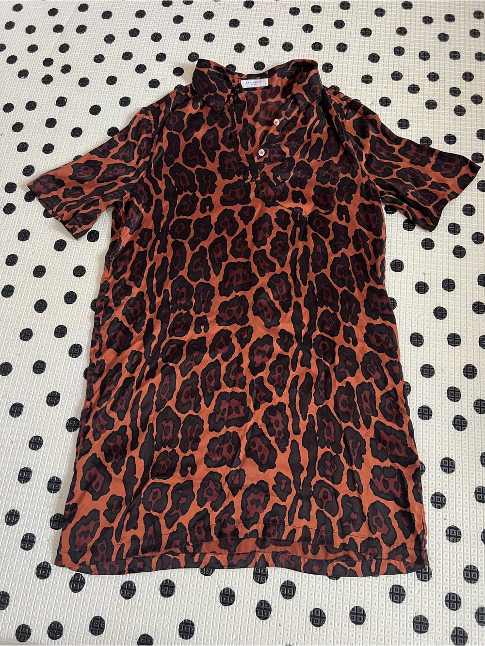 EQUIPMENT Femme 100% Silk Shirt Dress Women's S Cheetah Short Sleeve Brown